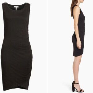 Leith  Ruched Black Body Con Sleeveless Mini DressMedSold at Nordstrom